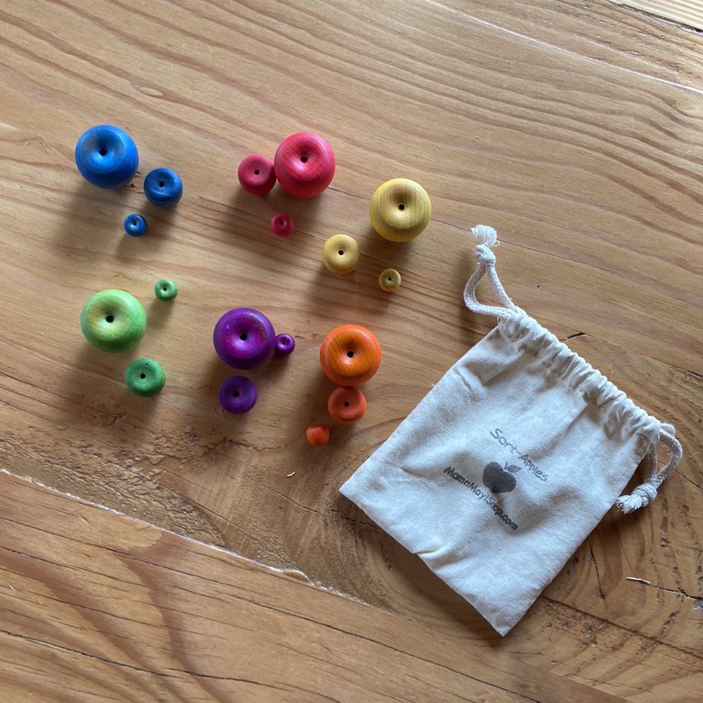 Wooden apple sorting game Montessori